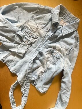 Architect Light Blue Denim Tie Detail Jacket